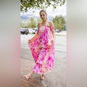BB Dakota Tie Dye Dress Bright Rose size S